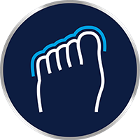 Fördela lösningen mellan, under och på alla tår