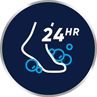 Du kan tvätta fötterna igen 24 timmar efter appliceringen